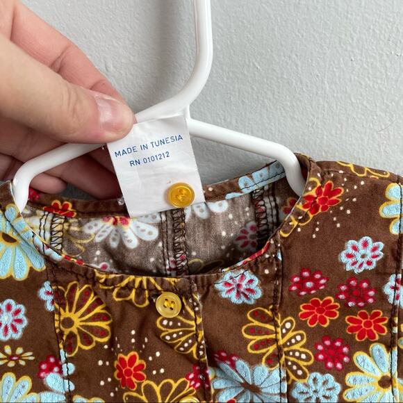Cakewalk | Girl’s Brown Floral Dress Scalloped Hem Button Top Short Sleeve 5T - Picture 2 of 8
